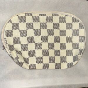 NEW Checkerboard Cosmetic Pouch in Ivory and Dark Gray